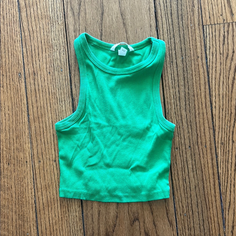 Green Ribbed Tank Top
